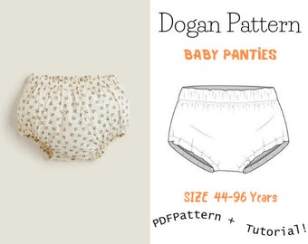 Baby panty PDF sewing pattern - Bloomer PDF pattern & tutorial l Diaper Cover | Toddlers panties PDF Sewing Pattern l Sizes 44 to 96