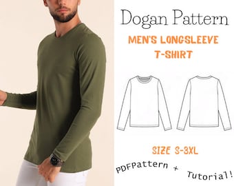 Easy Longsleeve Tshırt sewing pattern-Longsleeve Tshırt pdf-Sizes S-3XL,Long Sleeve Men Sewing PDf Pattern /sewing step by step/A4-A0-Letter