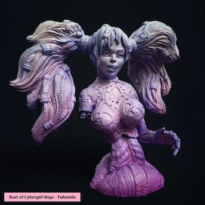 Cyberpunk-Büste Cybergirl Vega | Futuristisches Cyberpunk-3D-druckbares Modell | Hochdetaillierte Sci-Fi-Büste STL
