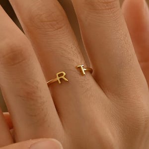 Personalized Two Letter Ring • Custom Letter Ring • Minimalist Jewelry For New Moms • Dainty Initial Ring • Personalized stacking ring