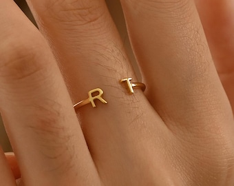 Personalized Two Letter Ring • Custom Letter Ring • Minimalist Jewelry For New Moms • Dainty Initial Ring • Personalized stacking ring