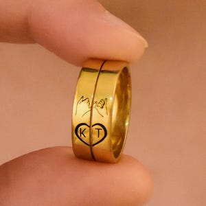 Personalized Heart Shaped Ring • Matching ring for couples • Promise Rings for Couples • letter ring • Valentine’s Day Gift•Heart Name rings
