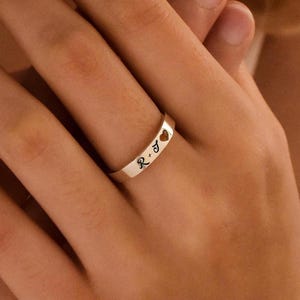 Personalized Name Ring • Heart Ring • Custom Engraved Ring • Stackable Ring • Couple Ring • Promise Ring Customized Ring • Anniversary Gifts