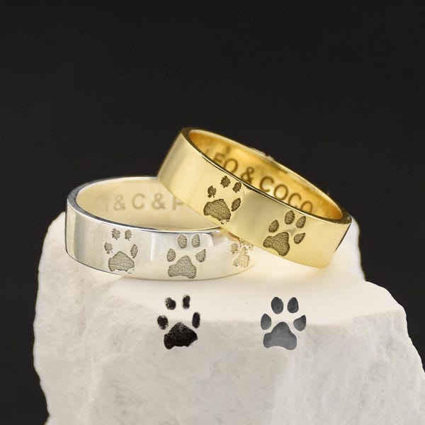 Pet Paw Ring • Personalized Paw Print Ring • Pet Memorial Gift •Custom Paw Print Ring•Dog Name Ring•Pet Loss Gifts•Mother's Day Gift For Her