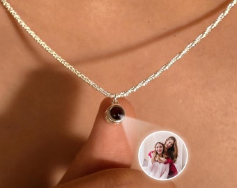Personalised Photo Necklace • Custom Picture Necklace with Sparkling Chain • Projection Necklace with Couple Photo • Christmas gift for her