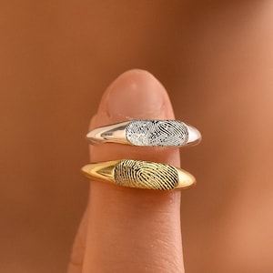 Finger Print Memorial Ring • Dog Nose Print Ring • Personalized Engraved Statement Ring • Actual Fingerprint Ring • Mother&#39;s Day Gift