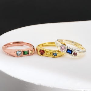 Heart shape birthstone ring for women, Family Birthstone Ring, Multiple Birthstone Ring, Dainty Birthstone Heart Ring, Gifts for Mother,Gift