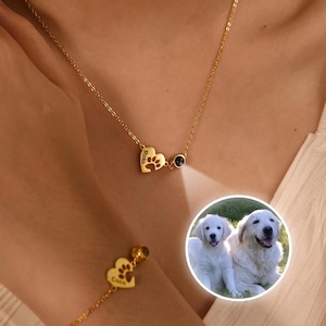 Pet Photo Projection Necklace: Custom Paw Print, Sterling Silver