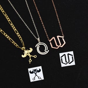 Company Logo Necklace, Logo Necklace Charm, Custom Logo Text Picture Pendant,Cooperation Logo Necklace,Personalized Logo Necklace,Logo Gifts