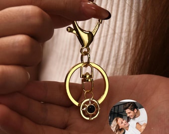 Personalized Compass Projection Picture Keychain • Custom Memorial Photo Key Ring • Silver Compass Projection Keychain•Custom Pet Photo Gift