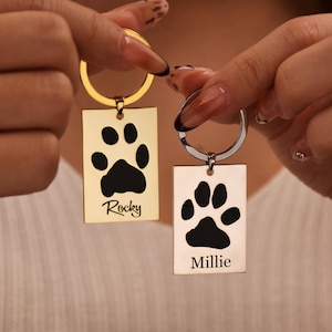 Personalised Actual Dog Paw Print Keyring,Custom Pet Paw Print Keychains,Pet Photo Engraved,Cat Paw Engraving,Pet Memorial Gifts,Pet Jewelry