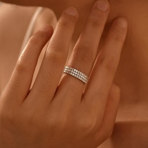 Micro Pave Diamond Wedding Band Unique • Diamond Stackable Ring • Diamond Wedding Ring • Anniversary Gifts Women•Full Eternity Stacking Ring
