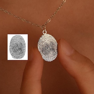 Your Fingerprint Necklace • Delicate Personalized Fingerprint Necklace For Her • Custom Name Pendant •  Fingerprint Jewelry •Christmas Gifts