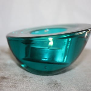 Orrefors candle holder gift for home, Scandinavian design, home decor, Swedish collectible art, glass candle holder, unique color