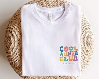 Camisa personalizada del Cool Aunts Club, camiseta de Cool Aunts, regalo para tía, regalo de cumpleaños de tías, regalos de hermana, camisa de tía de anuncio de embarazo