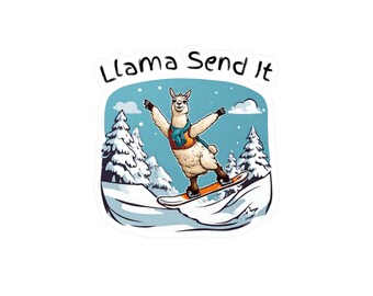 Snowboard Sticker, Snowboard Vinyl Sticker, Llama Send It, Llama Sticker, Snowboarding Llama, Send it Sticker, Snowboard Gift, Llama Gift