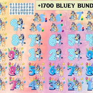 1700+ Bluey Birthday Dog and Friends Svg, Cartoon Characters Clipart, Transparent Png, Cut files for Cricut, Bluey Dog Birthday, TV Show