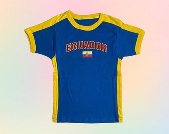 Y2K Ecuador Jersey Top - Soccer Crop Top Baby Tee, 80s 90s 2000s Aesthetic, Y2K Clothing, Ecuador Shirt Women, Ecuador Soccer - Bloke Core