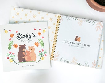 Leuk herinneringsboek voor baby | Handboek voor de eerste vijf jaar Memorial Baby | Hoogwaardig aandenkenboek voor baby's | Kleurrijk kraamcadeau