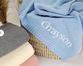 Cozy and Personalized Name Newborn Soft Cotton Thread Blanket, Stroller Blanket, Newborn Baby Gift, Soft Breathable Cotton, Baby Shower Gift
