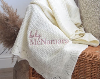Couverture en coton pour nouveau-né avec fil doux, couleurs pures, nom confortable et personnalisé, cadeau pour nouveau-né, coton doux et respirant, cadeau de baby shower