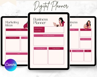 Pink Business Planner, Goal Setting Template (Digital Download)