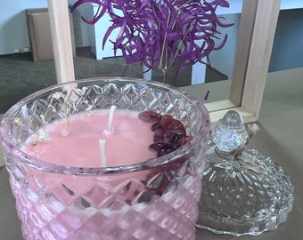 Large Glass candle with lid