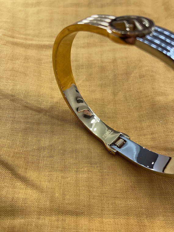 Vintage Fendi 2 Tone Gold & Silver Bangle/Bracele… - image 2