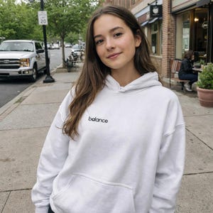 Balance Hoodie | Minimalist Zen Typography Pullover | Aesthetic Mindful Hoodie | Wellness Design | Unisex Cozy Hoodie