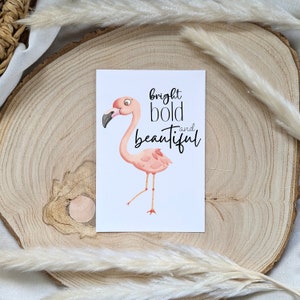 Postkarte Flamingo| Grußkarte Karte | Illustration Print Art | Positiver Spruch Affirmation Motivation Mutmacher Selbstliebe