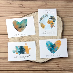 Wenskaarten Ansichtkaarten Kaartenset van 4 Liefde Vriendschap| Gezegdenkaarten| Verklaring van liefde jubileum Huwelijksverjaardag Verjaardag| Cadeau voor haar