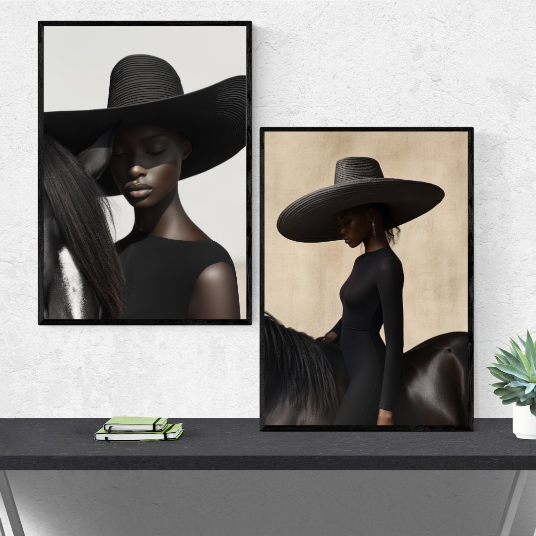 Black Woman Wall Art, Horse Riding Photography, Fashion Illustration ...