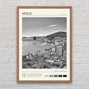 Schwarz und weiß, Split Print, Split Wandkunst, Split Poster, Split Foto, Split Poster Druck, Split Wanddekoration, Kroatien Poster Druck