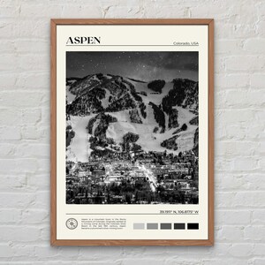 Black and White, Aspen Print, Aspen Wall Art, Aspen Poster, Aspen Photo, Aspen Poster Print, Aspen Wall Decor, Colorado Poster Print, USA