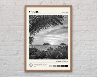 Black and White, O&#39;ahu Print, O&#39;ahu Wall Art, O&#39;ahu Poster, O&#39;ahu Photo, O&#39;ahu Poster Print, O&#39;ahu Wall Decor, O&#39;ahu Print, Hawaii Poster
