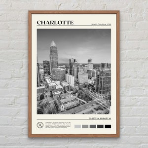 Black and White, Charlotte Print, Charlotte Wall Art, Charlotte Poster, Charlotte Photo, Charlotte Poster Print, North Carolina Poster