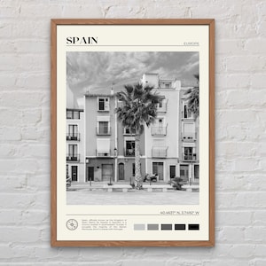 Schwarz und weiß, Spanien Druck, Spanien Wandkunst, Spanien Poster, Spanien Foto, Spanien Poster Druck, Spanien Wanddekoration, Madrid, Barcelona, Malaga