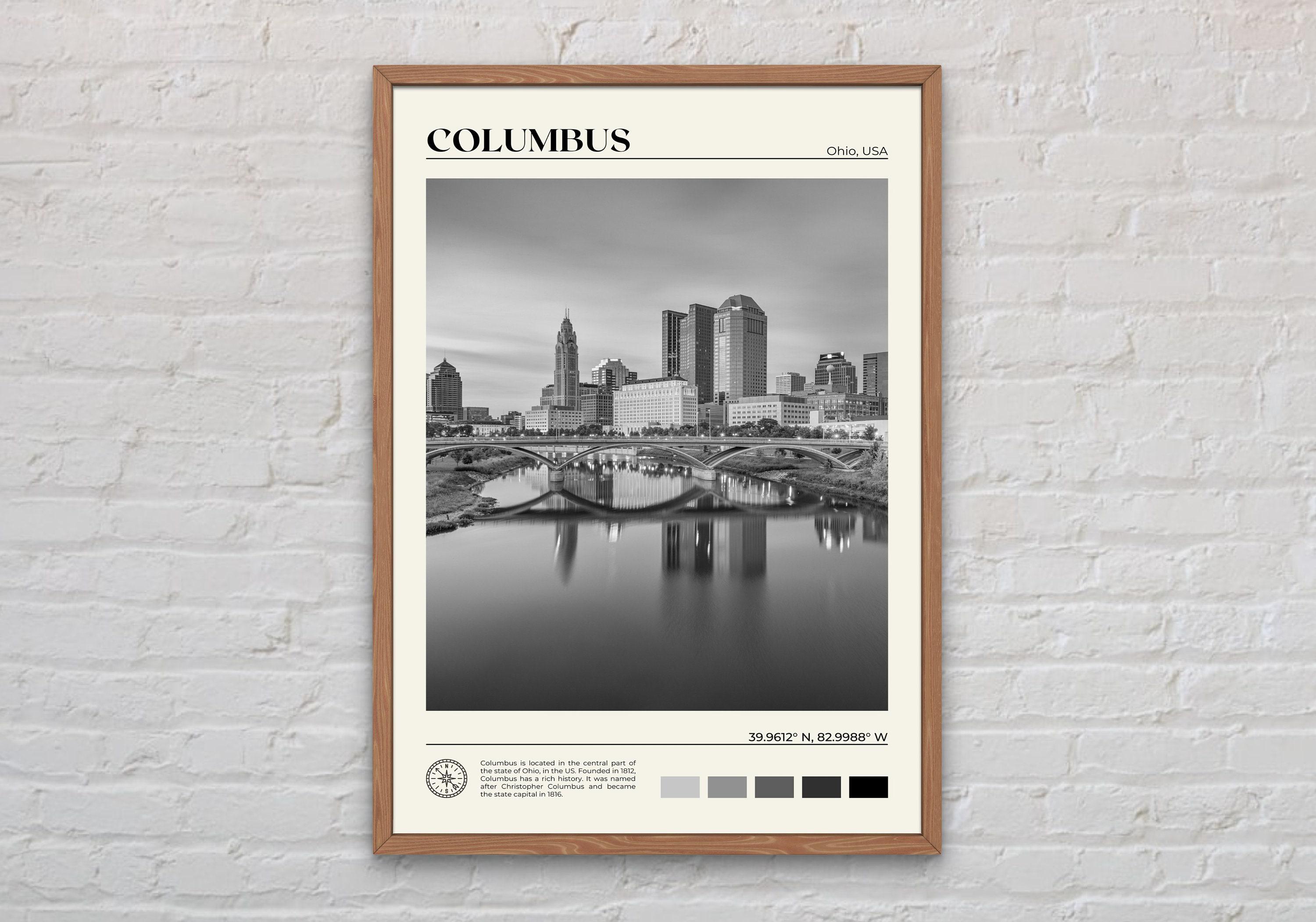 Black and White, Columbus Print, Columbus Wall Art, Columbus Poster, Columbus Photo, Columbus Poster Print, Columbus Decor, Ohio Print
