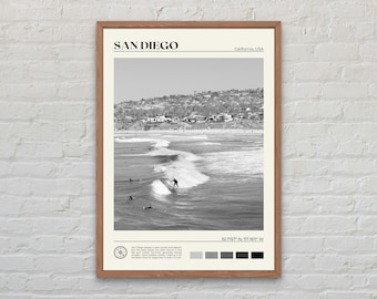 Czarno-biały, wydruk z San Diego, sztuka ścienna z San Diego, plakat z San Diego, zdjęcie z San Diego, wydruk plakatu z San Diego, wydruk plakatu z Kalifornii