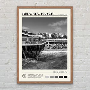 Black and White, Redondo Beach Print, Redondo Beach Wall Art, Redondo Beach Poster, Redondo Beach Photo, Redondo Beach Decor, California