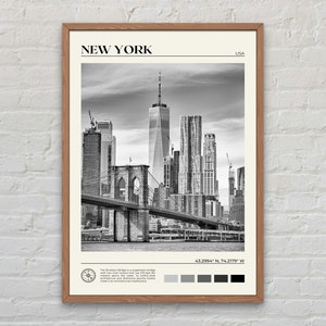 Noir et blanc, impression État de New York, art mural New York, affiche New York, photo New York, impression affiche New York, décoration New York, États-Unis