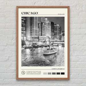 Noir et blanc, impression de Chicago, art mural Chicago, affiche de Chicago, photo de Chicago, impression d'affiche de Chicago, décoration murale de Chicago, affiche de l'Illinois image 1