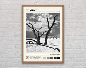 Impresión de Namibia en blanco y negro, arte mural de Namibia, póster de Namibia, foto de Namibia, impresión de póster de Namibia, decoración de pared de Namibia, póster de África