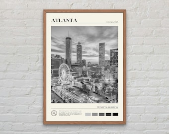 Bianco e nero, stampa di Atlanta, arte murale di Atlanta, poster di Atlanta, foto di Atlanta, stampa poster di Atlanta, decorazione murale di Atlanta, stampa della Georgia