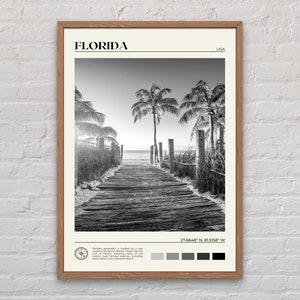 Zwart-wit, print Florida, kunst aan de muur Florida, poster Florida, foto Florida, poster Florida, decor Florida, poster Florida