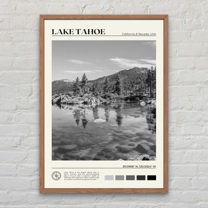 Schwarzweiß, Lake Tahoe Druck, Lake Tahoe Wandkunst, Lake Tahoe Poster, Lake Tahoe Foto, Lake Tahoe Poster Druck, Lake Tahoe Dekor