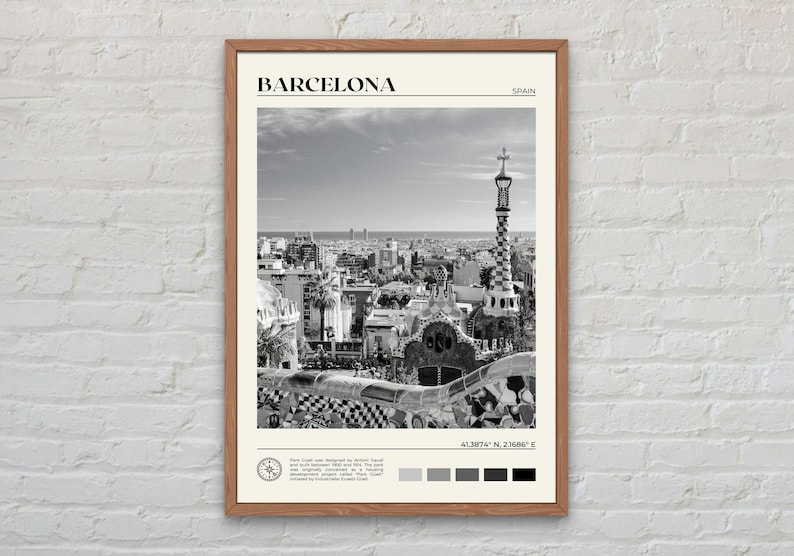 Black and White, Barcelona Print, Barcelona Wall Art, Barcelona Poster, Barcelona Photo, Barcelona Poster Print, Barcelona Decor, Spain image 1