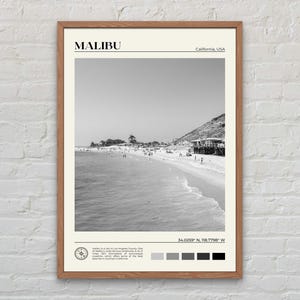 Noir et blanc, impression Malibu, art mural Malibu, affiche Malibu, photo Malibu, impression affiche Malibu, décoration murale Malibu, affiche Californie