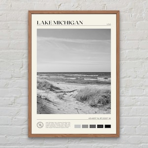 Schwarz und weiß, LakeMichigan Druck, Lake Michigian Wandkunst, Lake Michigan Poster, Lake Michigan Foto, Lake Michigan Dekor, USA