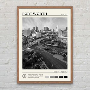 Schwarz und weiß, Fort Worth Druck, Fort Worth Wandkunst, Fort Worth Poster, Fort Worth Foto, Fort Worth Poster Druck, Fort Worth Dekor